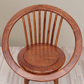 印水檀心 红木家具非洲花梨（学名：刺猬紫檀）实木圆椅 休闲圈椅主人椅子三件套 座椅三件套