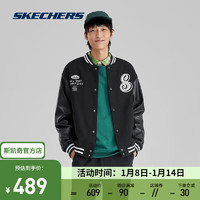 斯凯奇（Skechers）男女同款棒球呢料外套L323U085 碳黑/0018 XS