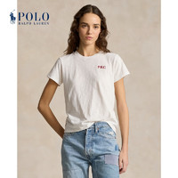 Polo Ralph Lauren 拉夫劳伦 女装 24年早春修身版刺绣徽标棉质T恤RL25233 100-米白色 XXS