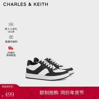 CHARLES&KEITH24春季CK1-70900502简约时尚系带运动鞋小白鞋 Black黑色 37