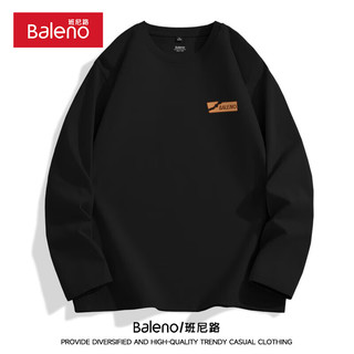 Baleno 班尼路 长袖t恤男秋季简约休闲衣服男士青年宽松棉圆领潮流百搭打底衫