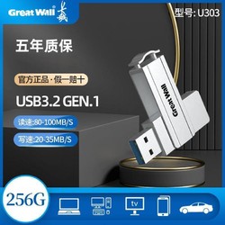 Great Wall 长城 U303大容量256GB高速U盘学生办公学习车载电脑U盘加密优盘3.0