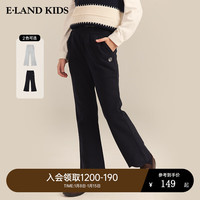 E·LAND KIDS童装2024年早春女童可爱休闲刺绣开叉喇叭裤 Navy藏青色/59 165cm