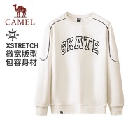 CAMEL 骆驼 运动圆领套头加绒卫衣男2023秋季新款时尚字母长袖保暖上衣潮