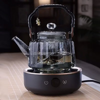 全度蒸煮一体提梁壶高硼硅耐热玻璃居家办公茶具玻璃茶壶 缠绳提梁壶+智蔚电陶炉