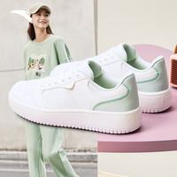 ANTA安踏女鞋小白鞋板鞋2024春季低帮厚底增高运动休闲鞋百搭运动鞋 象牙白/氧气绿-3 36.5码