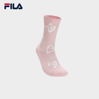 FILA 斐乐女袜高腰袜2024春时尚休闲爱心运动袜子长筒袜 雪青粉-PK XS