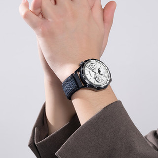 KMaxAI 适用小米Watch S3织表带 超轻透气S2/1 Pro尼龙运动手表带Color魔术贴回环式多巴胺替换腕带 黑蓝