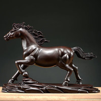 KITC 黑檀木雕马摆件马到成功木质十二生肖装饰
