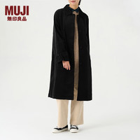 无印良品（MUJI）女式 木棉混 灯芯绒大衣 中长款翻领外套女款秋冬季款  BDE91C3A 黑色 M(160/84A)