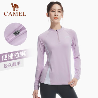 88VIP：CAMEL 骆驼 运动速干长袖t恤女瑜伽服秋季抓绒跑步男士立领上衣