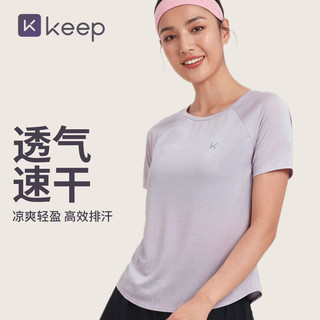 Keep2022年Keep运动短袖T恤速干宽松瑜伽运动服跑步女子短袖上衣 浅鹅黄 XS