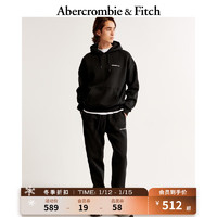 ABERCROMBIE & FITCH男装 美式经典Logo款舒适运动裤抓绒束脚卫裤 332000-1 黑色 XS (170/70A)