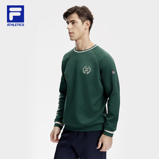 FILA 斐乐男装卫衣2024春季网球运动针织撞色宽松套头衫男 复荆绿-GN 170/92A/M