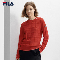 FILA 斐乐女子织衫2024春时尚简约格纹肌理套头毛衣  浅莓红-RD 175/92A/XL