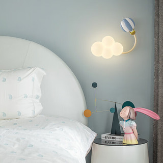 英格照明奶油风全光谱儿童房卧室护眼壁灯创意卡通云朵星星房灯具 C款 天猫精灵