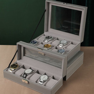 琉滋手表收纳盒 多位便雅皮质盒腕表展示盒机械表首饰盒盒子手链整理 豪华版3位手表盒