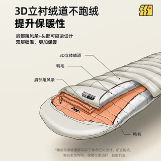 探险者羽绒睡袋大人成人户外露营旅行便携式抗寒冬季保暖加厚防寒 【加大蛋形】充绒量2.15kg藏青