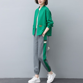 GUDISI 古地斯 运动服套装女春款时尚洋气减龄卫衣休闲两件套YLDS8885 绿色 XXXL