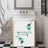 琉滋地暖分水器遮挡罩贴墙卫生间地暖分水器遮挡罩 阀门洞遮挡帘防尘 桉树leaf 宽100cm高70cm默认顶部魔术