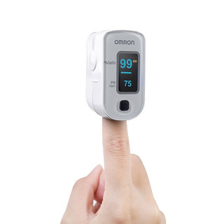 OMRON 欧姆龙 血氧仪HPO-100家用指夹式脉搏血氧饱和度脉搏检测器指脉氧仪手指夹式血氧夹 HPO-101+电池-医用精准