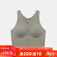 迪卡侬（DECATHLON）运动背心女高强度防震前拉链内衣橄榄绿S-4974617