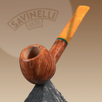 沙芬（SAVINELLI）意大利石楠木手工烟斗光面彩嘴男女士过滤烟斗 【橙子207苹果斗】