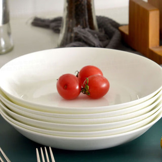 厨万雅 陶瓷盘子纯白饭盘自助餐餐盘10英寸菜盘果盘简约中式盘饺子盘 10英寸纯白饭盘