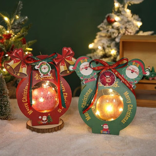 新思力圣诞节创艺手提糖盒圣诞苹果盒平安夜平安果圣诞果包装盒透明 红色鹿角圣诞老人10个装 加厚款贈丝带和小吊卡