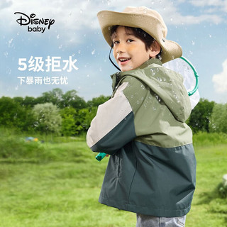 迪士尼（Disney）童装男女童三合一外套春秋儿童宝宝摇粒绒上衣内胆一衣三穿 探险绿-男童 150