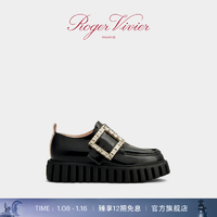 ROGERVIVIER RV女鞋Viv Go Thick Strass钻扣厚底鞋单鞋乐福鞋 黑色 37