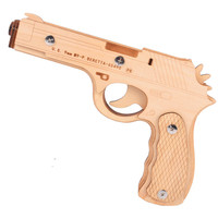 玩控 木制玩具皮筋枪拼装模型3d立体拼插diy手工制作木质积木拼图礼物 贝雷塔皮筋枪