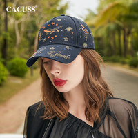 CACUSS棒球帽子男女棉质鸭舌帽户外国潮刺绣遮阳帽藏青色