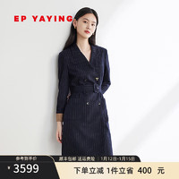 EP YAYING EP雅莹 女装 美丽奴羊毛收腰修身西装连衣裙 2023秋冬新款4402A 黑色 4/L