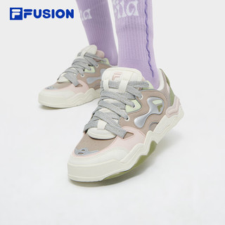 FILA FUSION斐乐潮牌女鞋KICK DX专业滑板鞋2024春时尚运动鞋 浅卡其/初雪白-LP 39