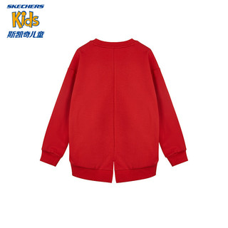 Skechers斯凯奇新年童装女童卫衣2024冬季红色龙年衣服L124G009 赛车红/001W 165cm