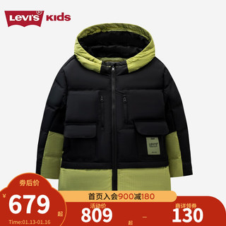 Levi's李维斯童装男童三防面料羽绒服90%含绒量保暖儿童上衣 黑美人 110/56