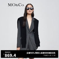 MO&Co.秋季针织披肩垫肩收腰西装外套MBB3BLA008通勤 炭黑花灰色 S/160