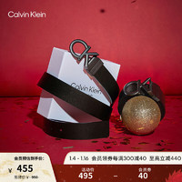 卡尔文·克莱恩 Calvin Klein Jeans男士真皮休闲双面字母金属扣孔牛皮腰带新年HC593H36 002-磨砂黑 90cm