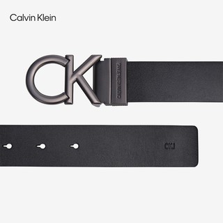 卡尔文·克莱恩 Calvin Klein Jeans男士真皮休闲双面字母金属扣孔牛皮腰带新年HC593H36 002-磨砂黑 90cm