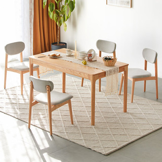 原始原素实木餐桌椅组合北欧现代简约橡木饭桌子餐厅家具1.4m 1桌4椅 1.4米餐桌