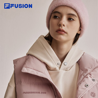 FILA FUSION斐乐潮牌款羽绒马甲2023冬时尚宽松立领上衣 香薰粉-PK 175/96A/L