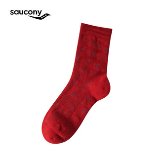 Saucony索康尼新年款专业跑步运动男女同款冬季保暖百搭棉袜子（单双装） 酒红 M