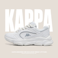 KAPPA卡帕女鞋运动鞋冬季皮面软底跑步鞋休闲鞋厚底增高老爹鞋 轻白色 42