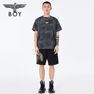 BOY LONDON春24男女同款短袖满印高周波烫金老鹰潮流T恤N01907 灰色 XS