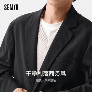 森马（Semir）休闲西服男2024春季简约纯色日常通勤外套时尚质感易打理 黑色90001 165/84A/S