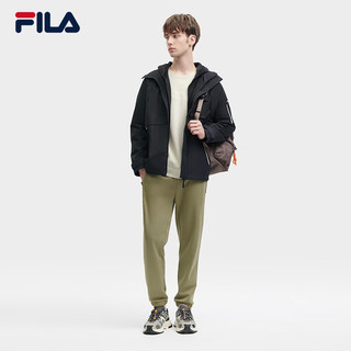 FILA 斐乐男士上衣两件套2023冬时尚休闲舒适机能风外套 正黑色-BK 185/104A/XXL