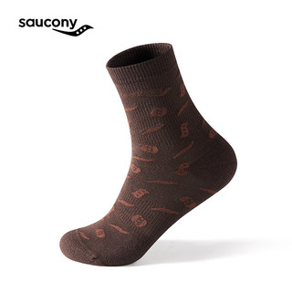 Saucony索康尼新年款专业跑步运动男女同款冬季保暖百搭棉袜子（单双装） 棕底棕 M