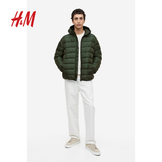 H&M HM男装棉衣2023年冬季新款保暖轻便纯棉绗缝潮流连帽外套1183921