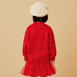 迷你巴拉巴拉 迷你巴拉女童开衫毛衣龙年国风母女装儿童毛衫新年拜年服 中国红60611 105cm